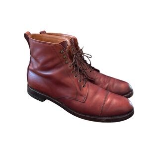 Allen Edmonds Brown Leather Cap Toe Lace-Up Boots Men's